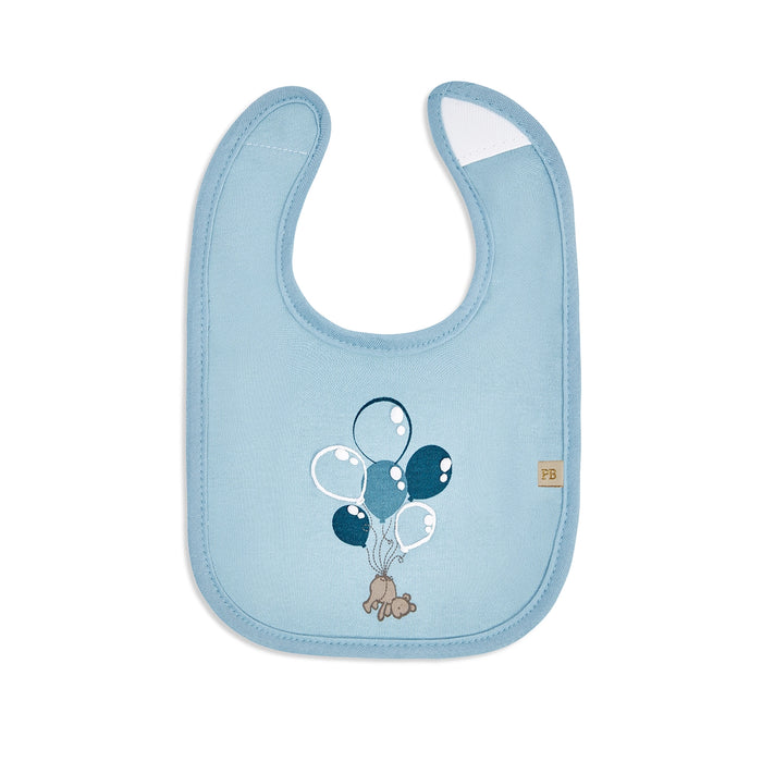 Piccolo Bambino 5pk Milk Bib Set 2 all over printed & 3 solid - Blue