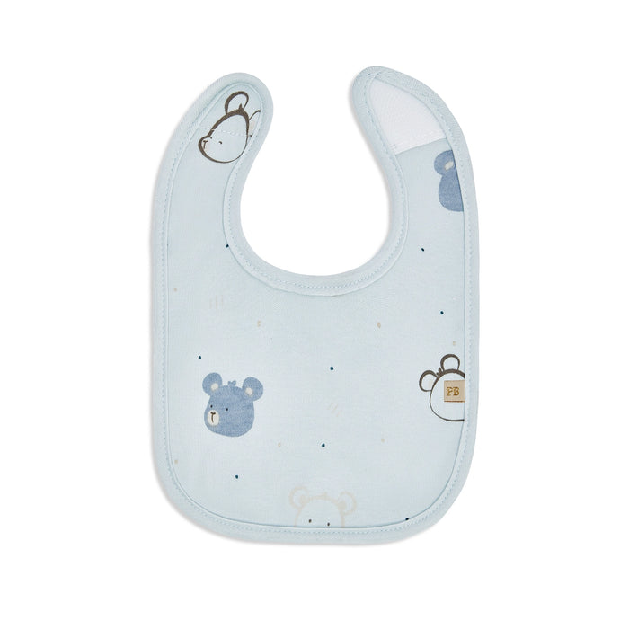 Piccolo Bambino 5pk Milk Bib Set 2 all over printed & 3 solid - Blue