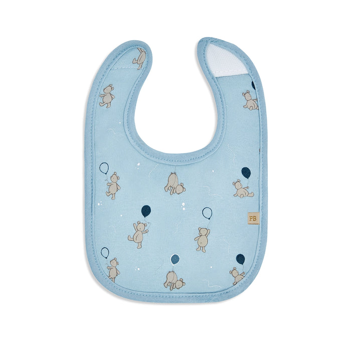 Piccolo Bambino 5pk Milk Bib Set 2 all over printed & 3 solid - Blue