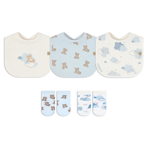 Piccolo Bambino 3 Bibs & 2 Socks set - Blue