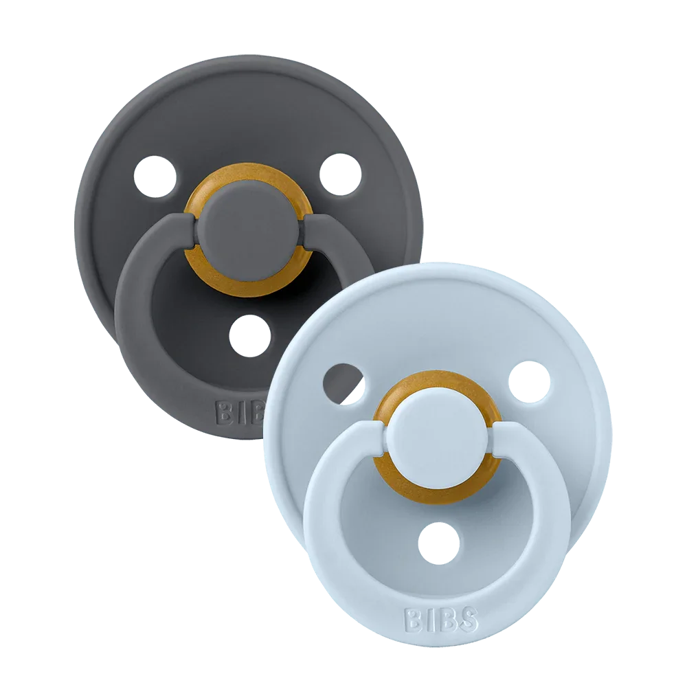 Bibs Pacifier Original Colour 2pk - Iron/Baby Blue 18-36M