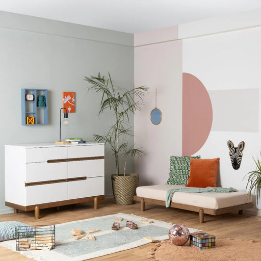 Dadada Bliss 6-Drawer Dresser - White/Walnut (2box)