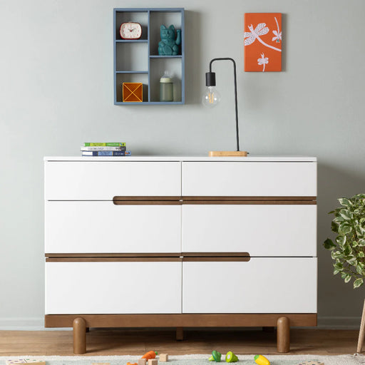 Dadada Bliss 6-Drawer Dresser - White/Walnut (2box)