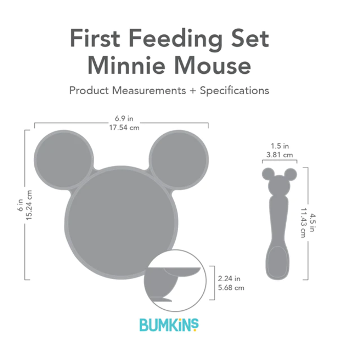 Bumkins Silicone First Feeding Set w/Lid & Spoon - Minnie Mouse