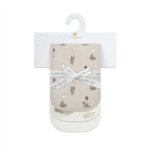 Piccolo Bambino 3pk Solid & all over printed Burp cloths - Beige