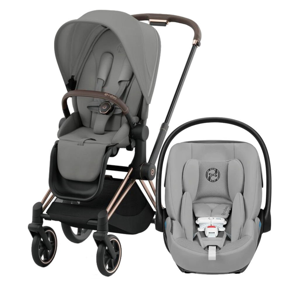 Cybex Priam4 - Rose Gold frame with Mid Grey Seat + Cloud G Pro Grey car seat