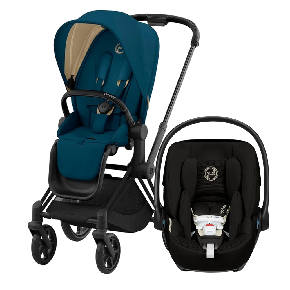 Cybex Priam4 - Matte Black with Mountain Blue seat + Cloud G Pro Black