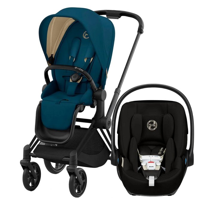 Cybex Priam4 - Matte Black with Mountain Blue seat + Cloud G Pro Black