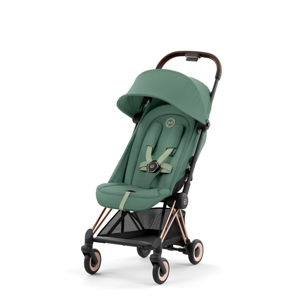 Cybex Coya Ultra-compact Stroller Rosegold Frame - Leaf Green