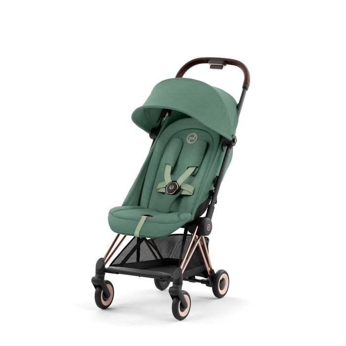 Cybex Coya Ultra-compact Stroller Rosegold Frame - Leaf Green