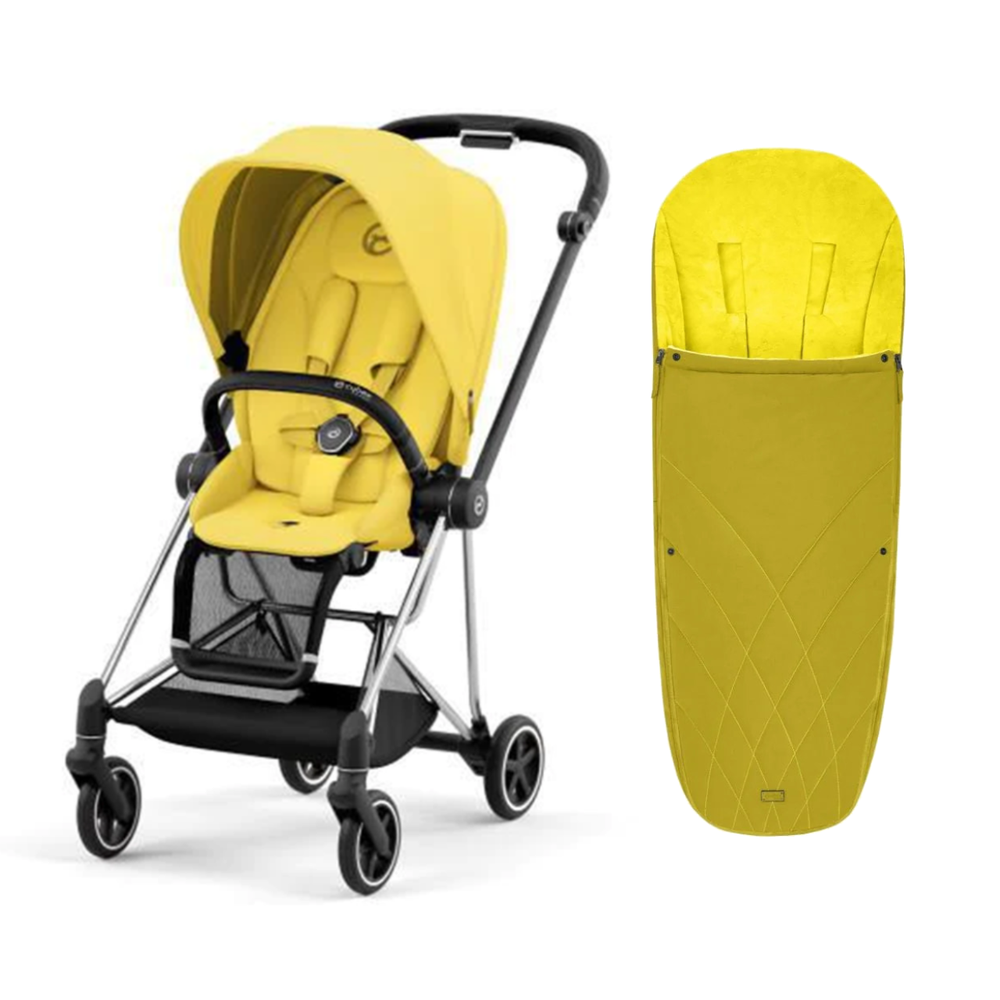 Cybex Mios3 - Chrome Black w/ Mustard Yellow Seat + Matching Footmuff