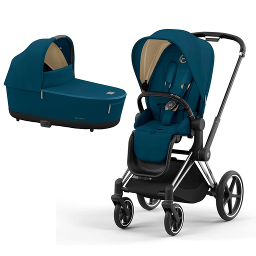 Cybex Priam4 - Chrome Black w/ Mountain Blue w/ Free Bassinet
