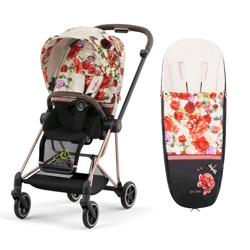 Cybex Mios3 - Rose Gold w/ Spring Blossom Light Seat + Matching Footmuff