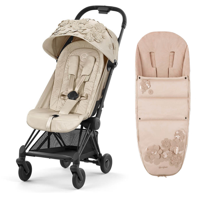 Cybex Coya - Simply Flower Beige + Matching Footmuff
