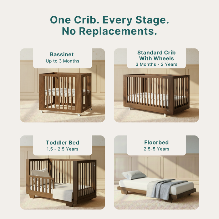 Dadada Spirit 8-in-1 Convertible Crib - Walnut