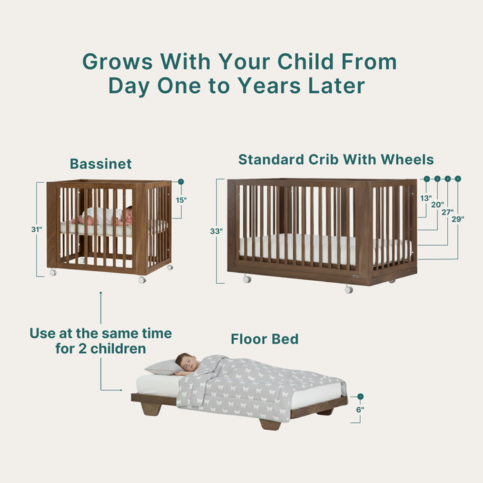 Dadada Spirit 8-in-1 Convertible Crib - Walnut