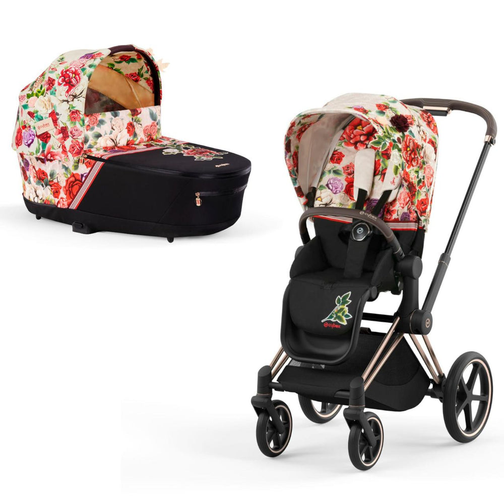 Cybex Priam4 - Rose Gold+Spring Blossom Light Seat+Cot