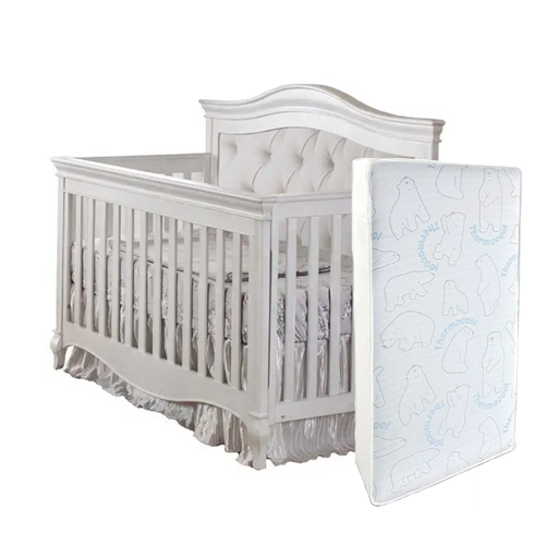 Pali 2400 Diamante Crib (Fabric Panel)+Simmons Fresh - Vintage White