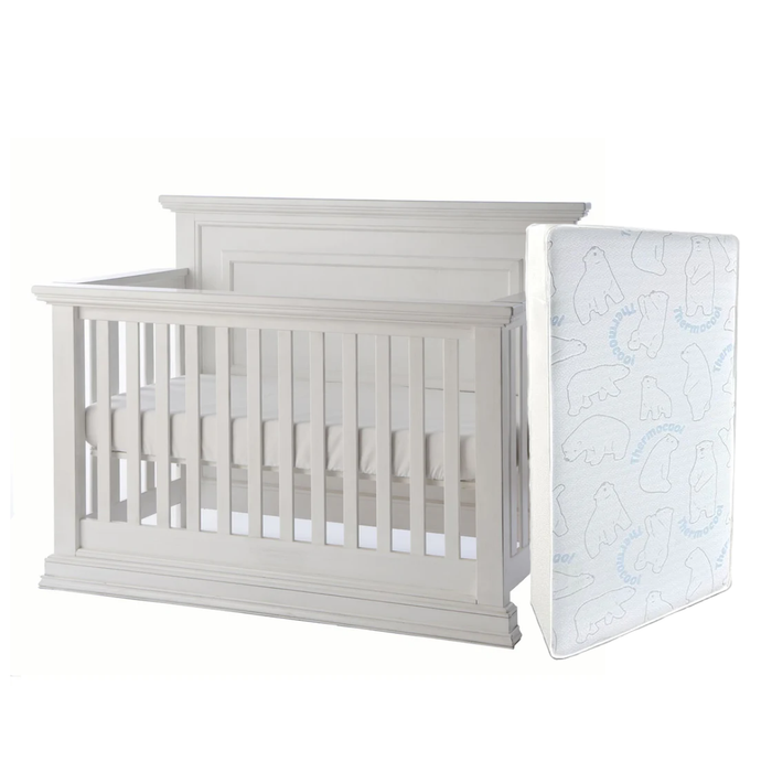 Pali 2100 Modena Crib + Simmons Fresh Mattress - Vintage White