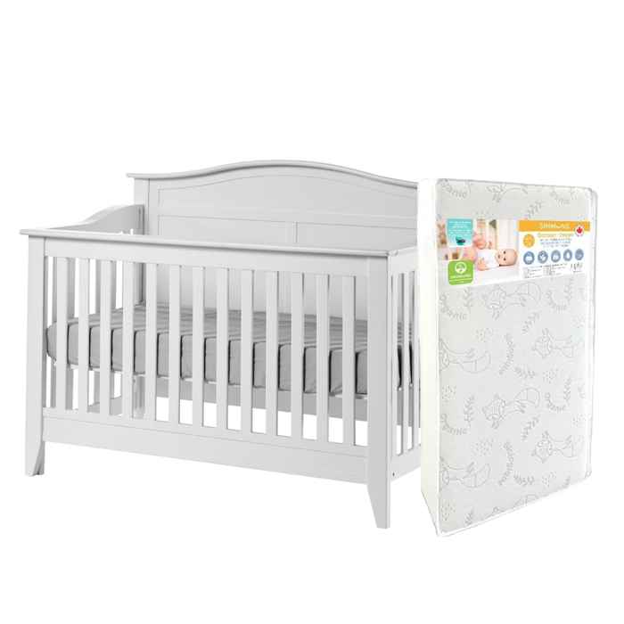 Pali 8100 Napoli Crib (Arch Top) + Simmons Cocoon Mattress - White