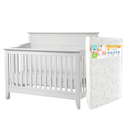 Pali 8150 Napoli Crib (Flat Top) + Simmons Cocoon Mattress - White