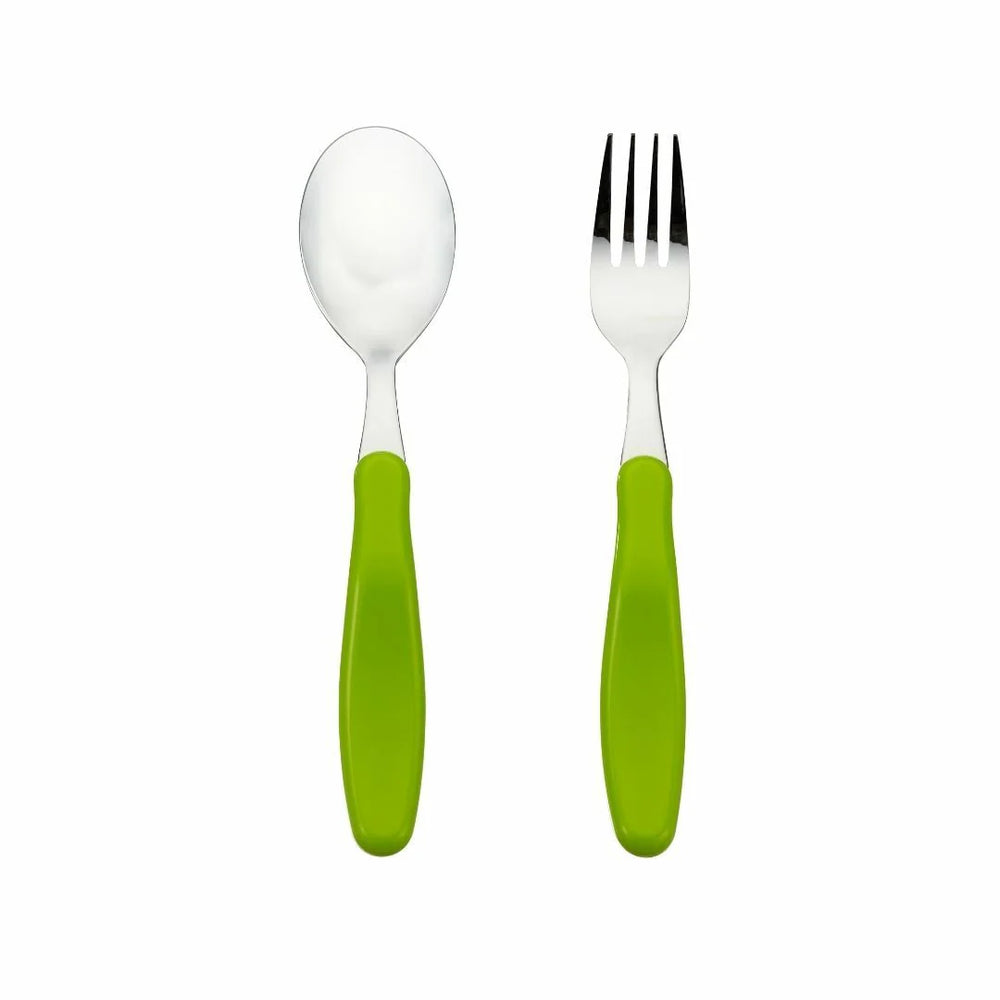 Innobaby Grip Toddler Spoon/Fork Set w Case- Green