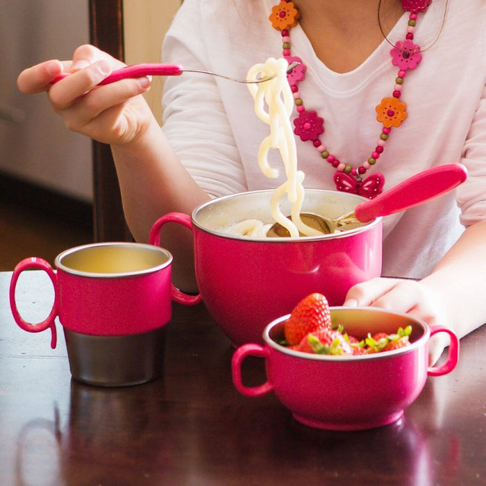 Innobaby Grip Toddler Spoon/Fork Set w Case- Pink