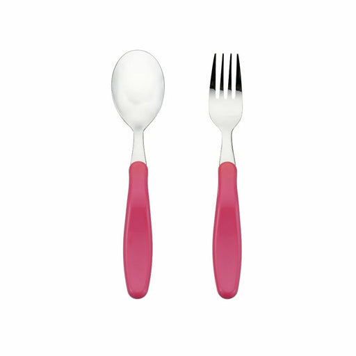 Innobaby Grip Toddler Spoon/Fork Set w Case- Pink
