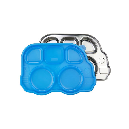 Innobaby Steel Divided Plate w Lid - Friendly Bus Blue