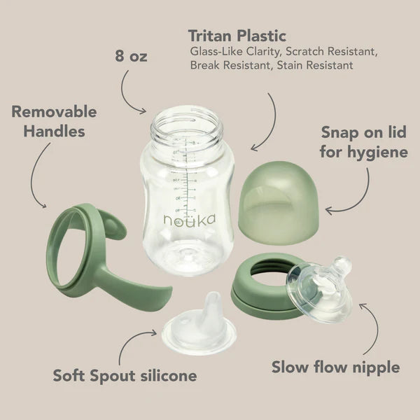 Nouka Transitional Baby Bottle 8oz - Moss 0M+