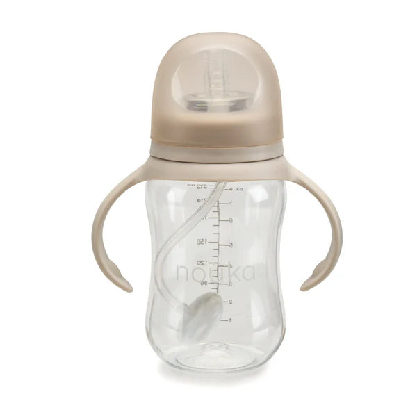 Nouka Traditional Sippy/Weighted Straw Cup 8oz - Soft Sand 6M+
