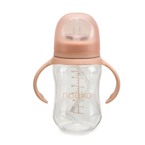 Nouka Traditional Sippy/Weighted Straw Cup 8oz - Soft Blush 6M+