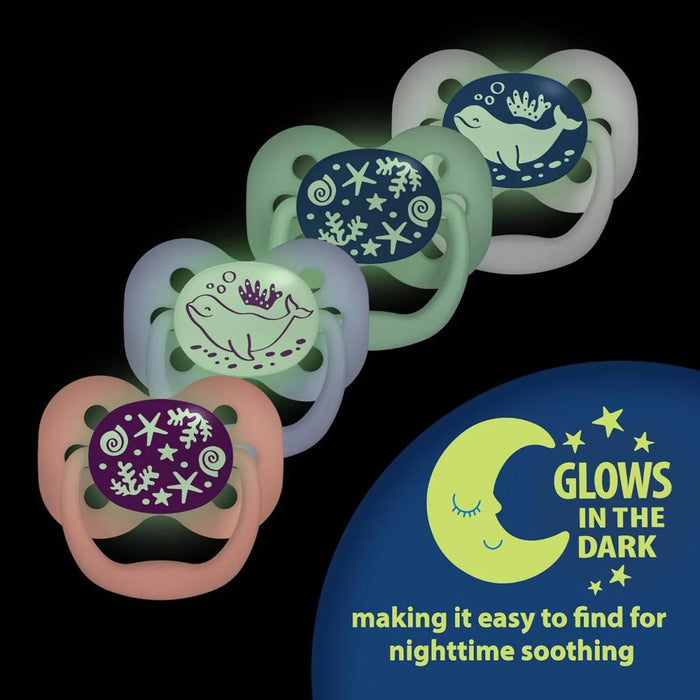 Dr Brown's Advantage Pacifer Stage1- Blue Sunrise And Glow In The Dark Purple Nature