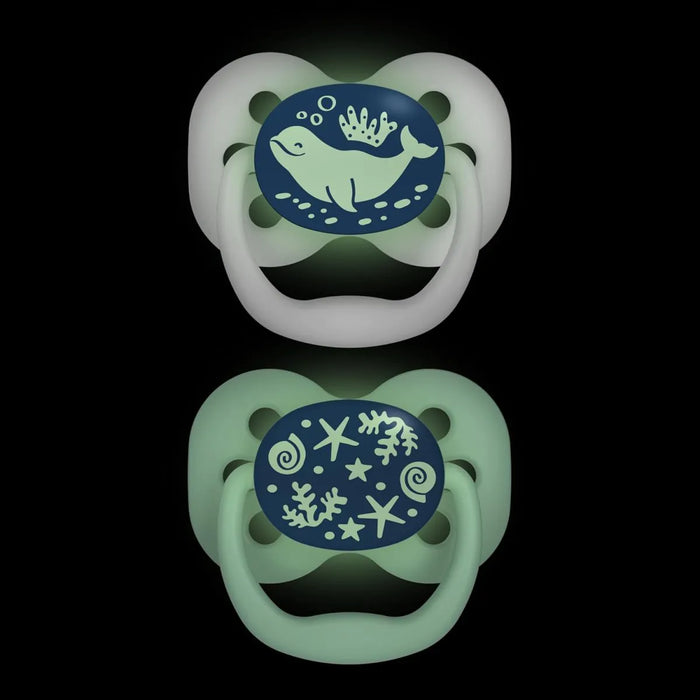 Dr Brown's Advantage Pacifer Stage1- Blue Sunrise And Glow In The Dark Purple Nature