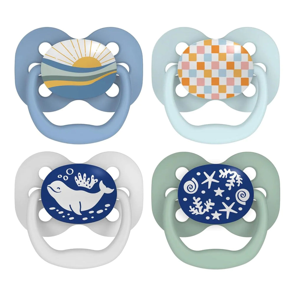 Dr Brown's Advantage Pacifer Stage1- Blue Sunrise And Glow In The Dark Purple Nature