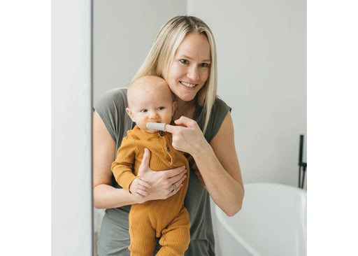 Dr Brown's Silicone Finger Toothbrush with Case - Yellow&Grey HG015