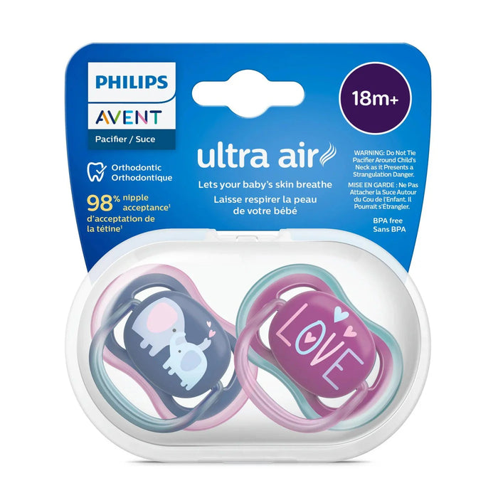 Avent Ultra Air Pacifier 2PK 18M+ - Pink Love