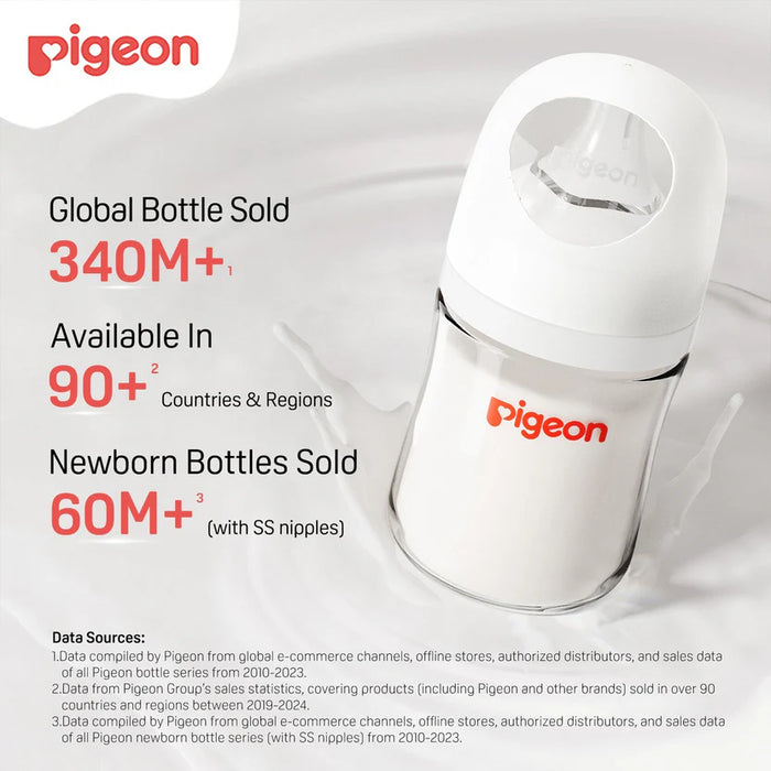 Pigeon Glass Bottle 3pk w/ Nipple - 5oz/0M+