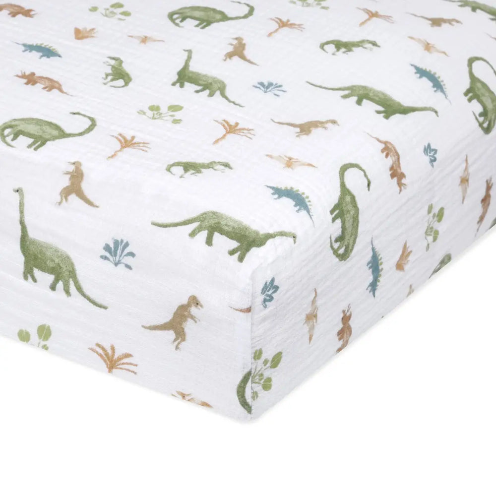Aden + Anasis Muslin Crib Sheet - Dino Jungle