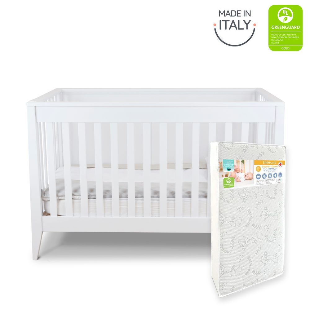 Pali Botticelli Crib (White) + Simmons Cocoon Mattress Bundle