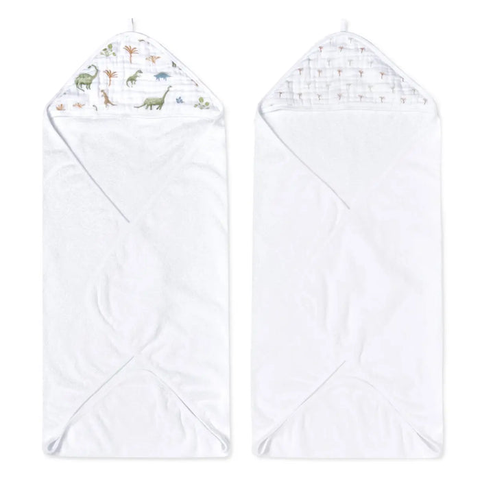 Aden + Anasis Muslin Hooded Towels 2pc - Dino Jungle