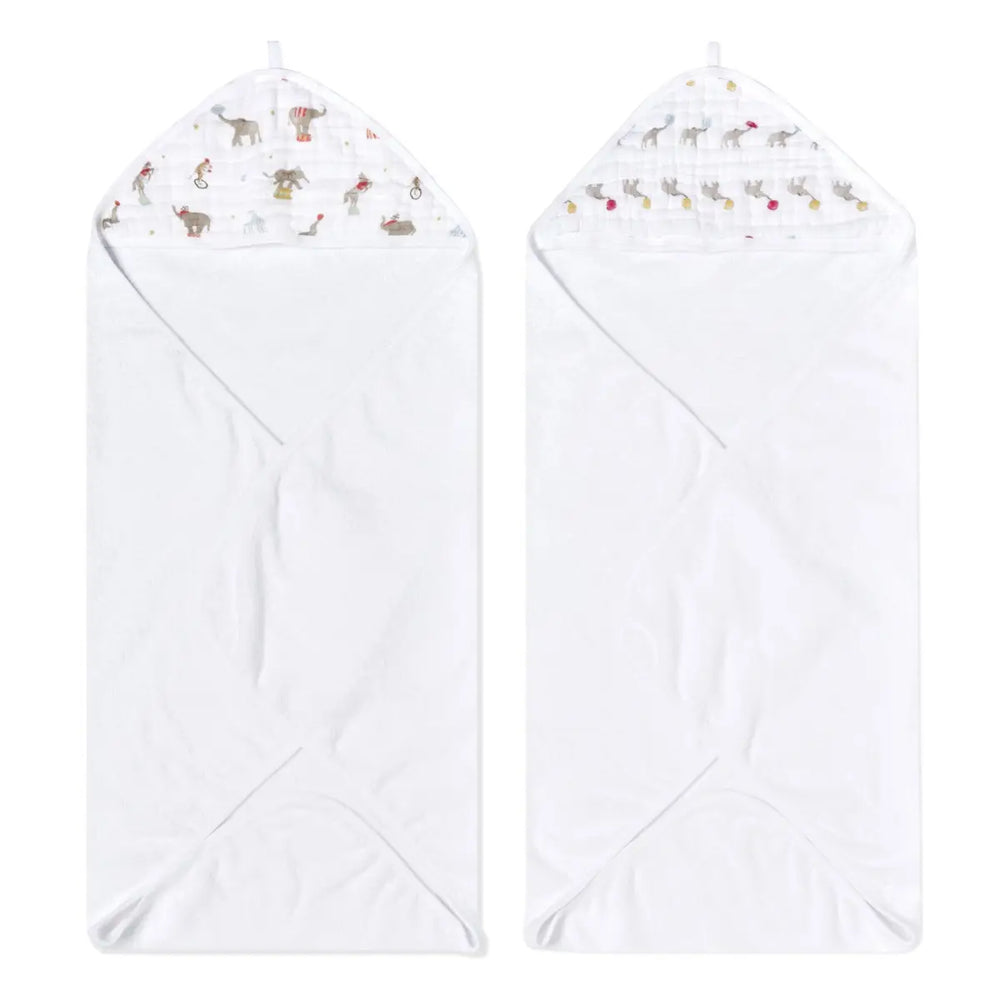 Aden + Anasis Muslin Hooded Towels 2pc - Elephant Circus