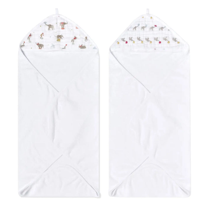 Aden + Anasis Muslin Hooded Towels 2pc - Elephant Circus