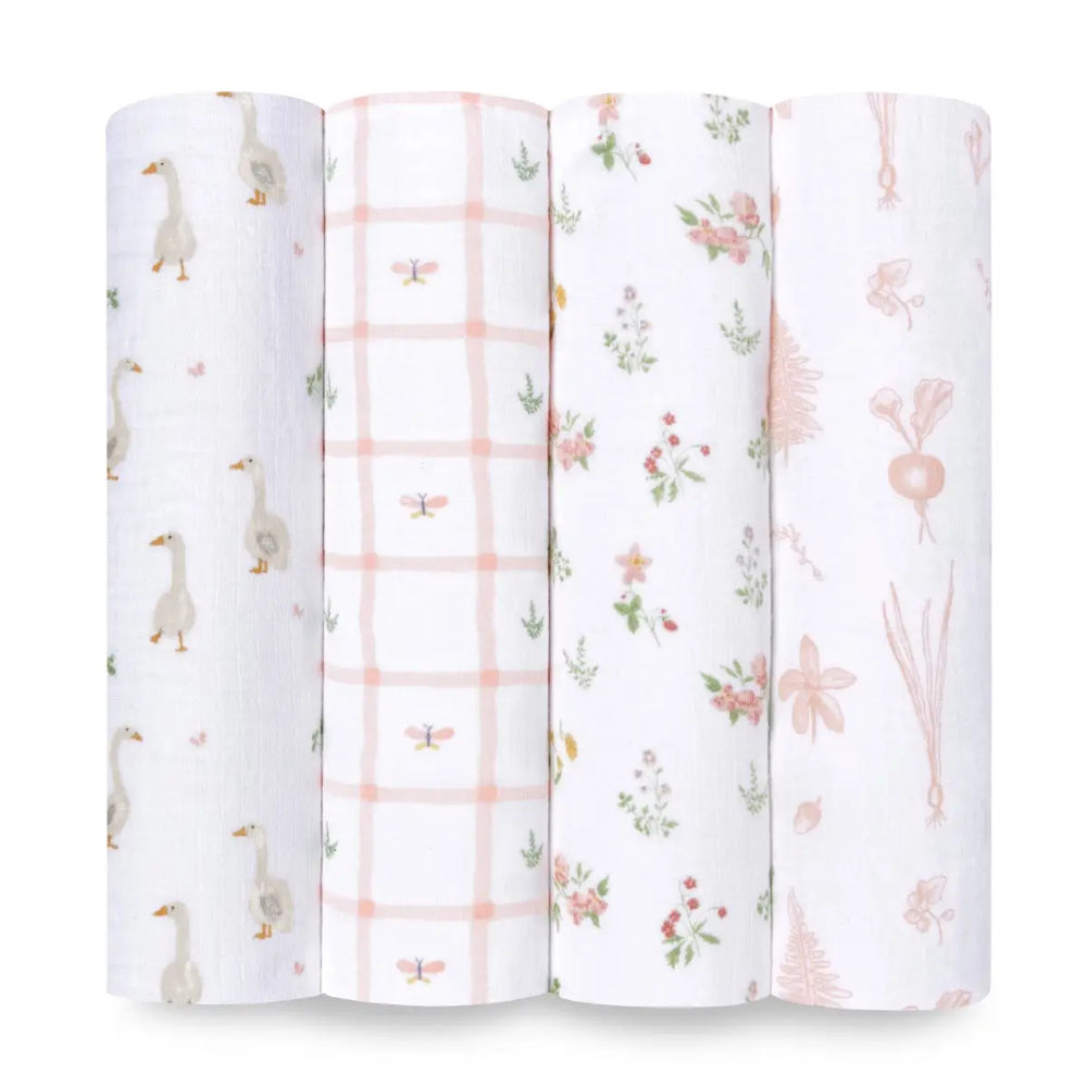 Aden + Anasis Muslin Swaddle Blanket 4pc - Country Floral