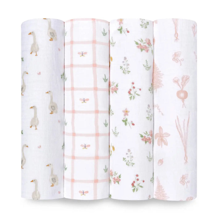 Aden + Anasis Muslin Swaddle Blanket 4pc - Country Floral