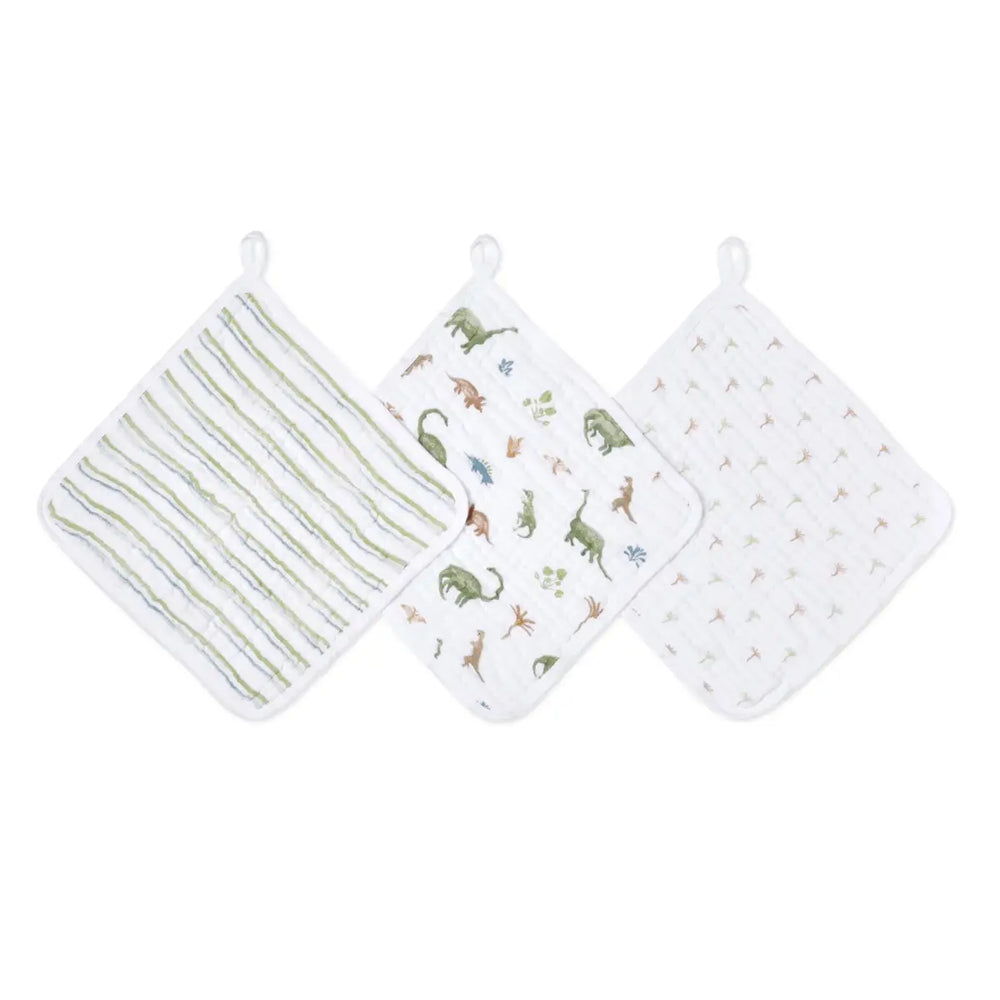 Aden + Anasis Muslin Washcloth Set 3pc - Dino Jungle