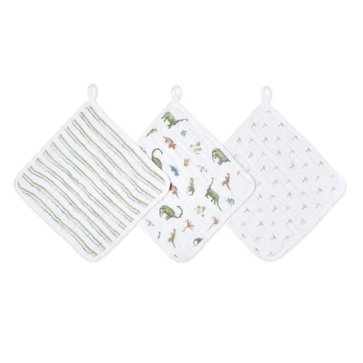 Aden + Anasis Muslin Washcloth Set 3pc - Dino Jungle