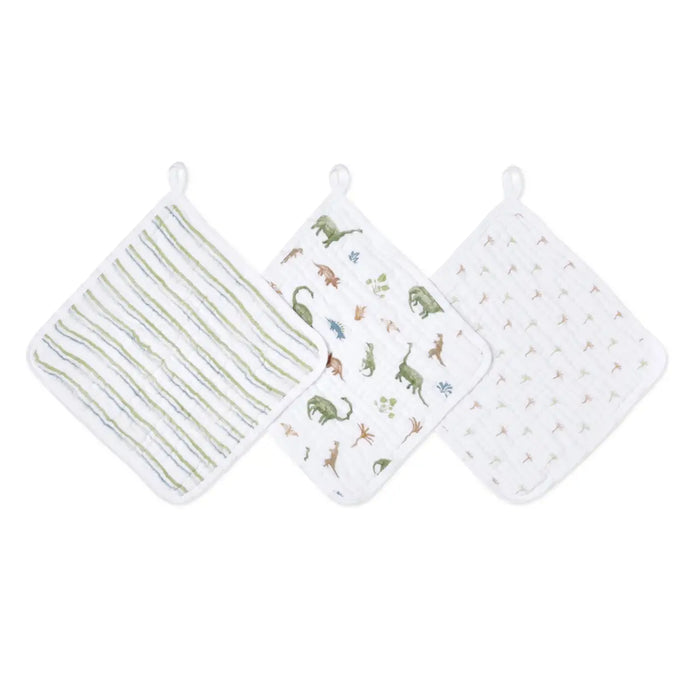Aden + Anasis Muslin Washcloth Set 3pc - Dino Jungle