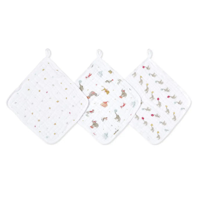 Aden + Anasis Muslin Washcloth Set 3pc - Elephant Circus