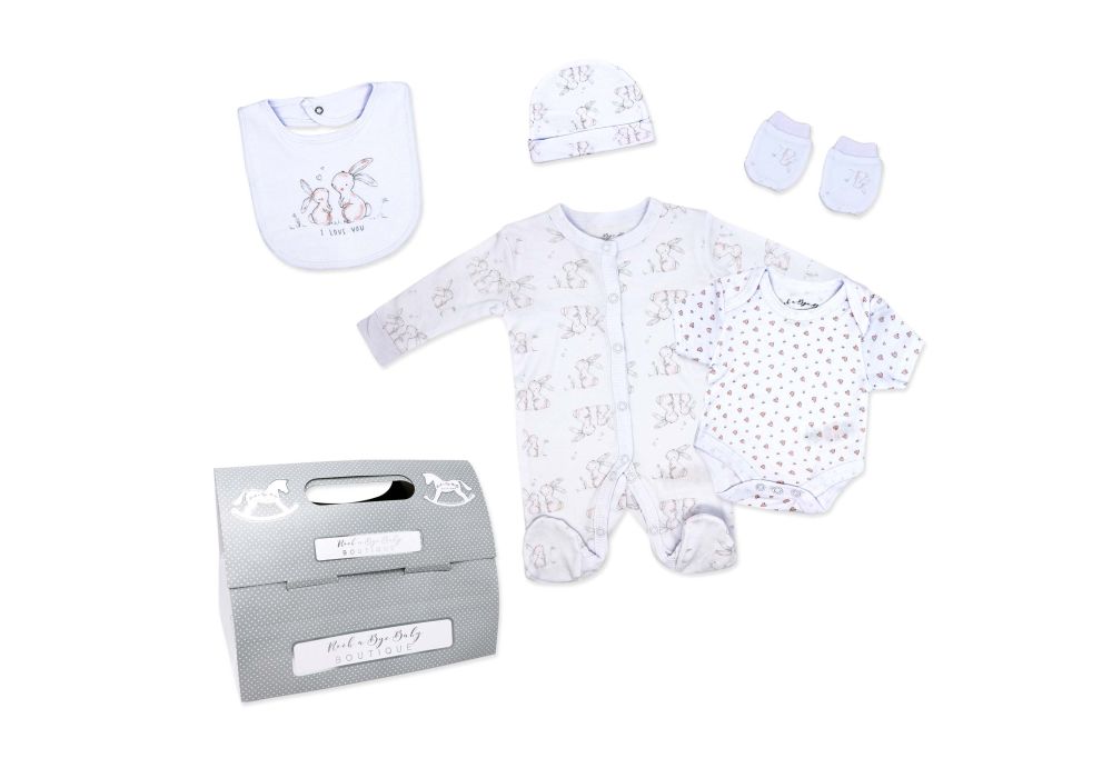 Rose Textiles Rock A Bye Baby- Girls 5 Pieces Multipack Set: Bunny